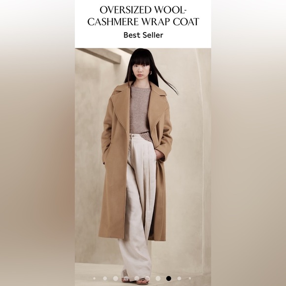BANANA REPUBLIC OVERSIZED WOOL-CASHMERE WRAP COAT - Picture 7 of 13